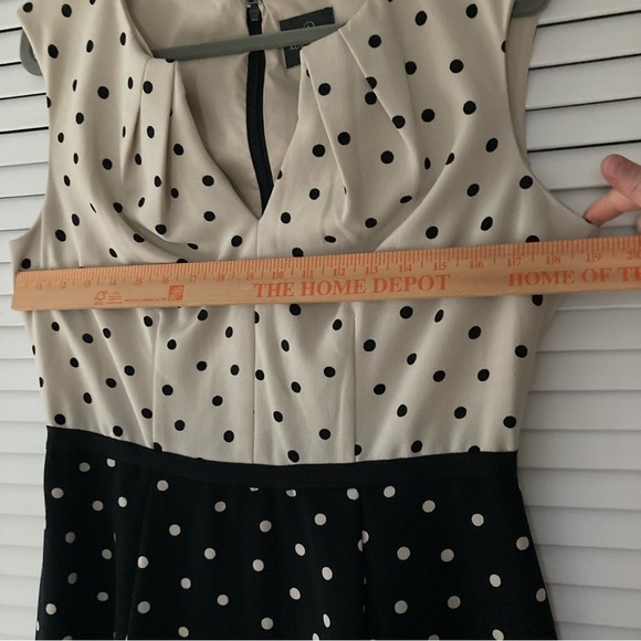 Adrianna Papell Black and Cream Polka Dot Midi Dress size 12 - Picture 11 of 12